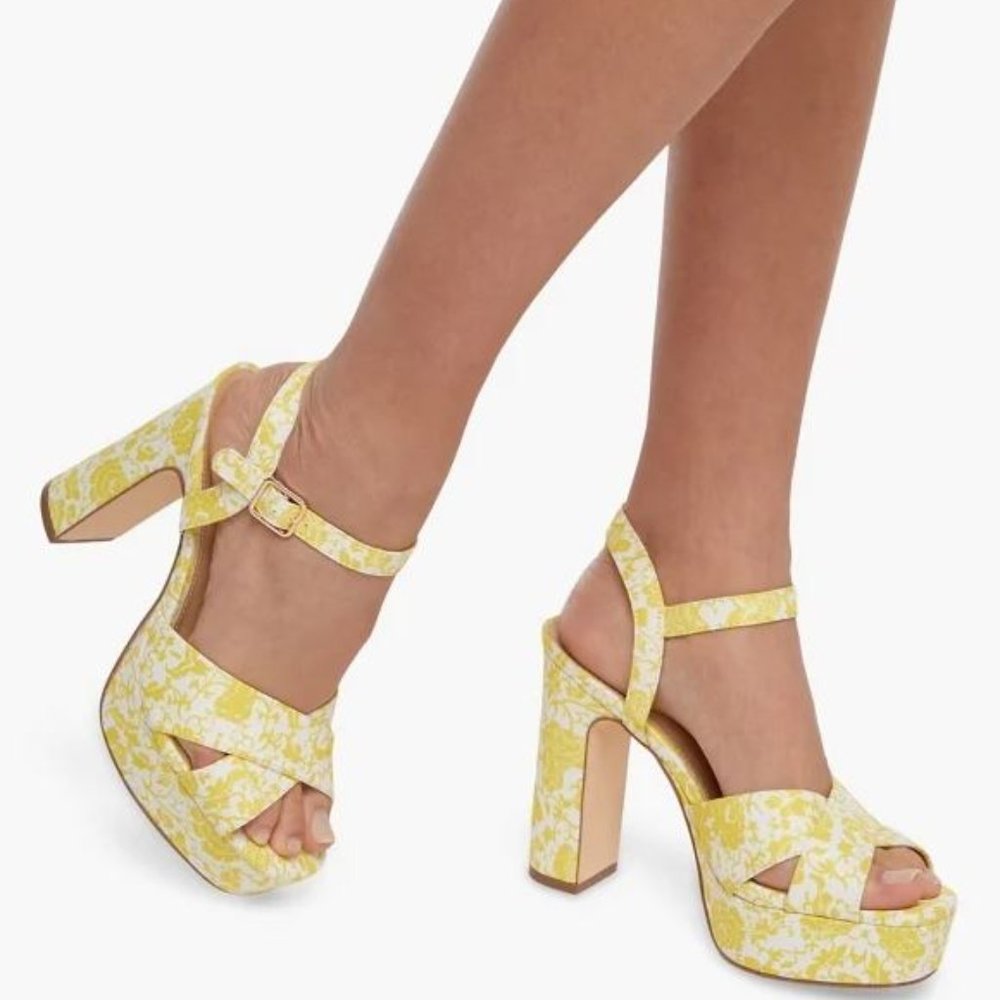 NWT Blazing Yellow Tina Crossover Platform Sandal